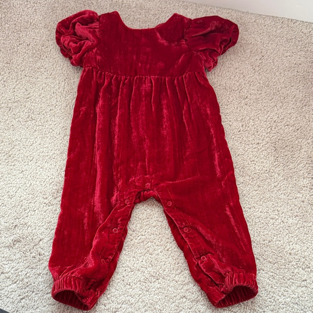 Like New! Cat & Jack Velvet Romper - Size 12m